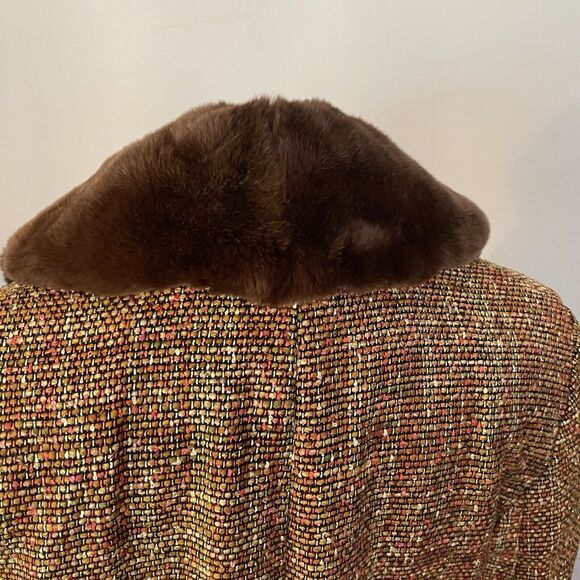VTG Penny Lane Sz 6 Bloomingdale’s Jacket Silk Rabbit Fur Mob Wife Blazer City - Picture 7 of 11